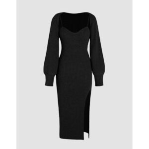 Cider Black Ribbed Mini Dress